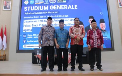 FAKULTAS SYARIAH UIN MATARAM MENGGELAR STUDIUM GENERALE DENGAN TEMA “ DISPENSASI PERKAWINAN ANTARA TEORI DAN FAKTA : STUDI PUTUSAN HAKIM PENGADILAN AGAMA”