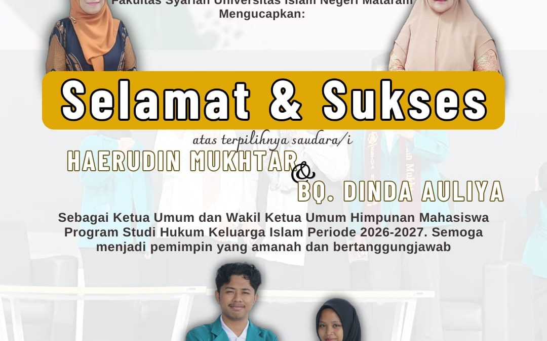 Prodi Hukum Keluarga Islam UIN Mataram Cetak Pemimpin Muda Berintegritas Melalui Pelantikan HMPS 2026–2027